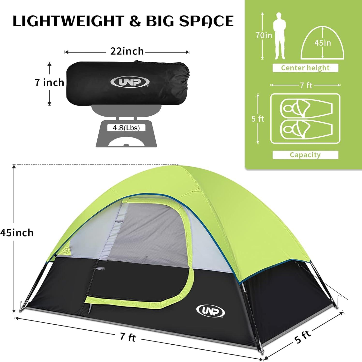 Fluorescent Green 2-Person Waterproof Camping Tent with Rainfly