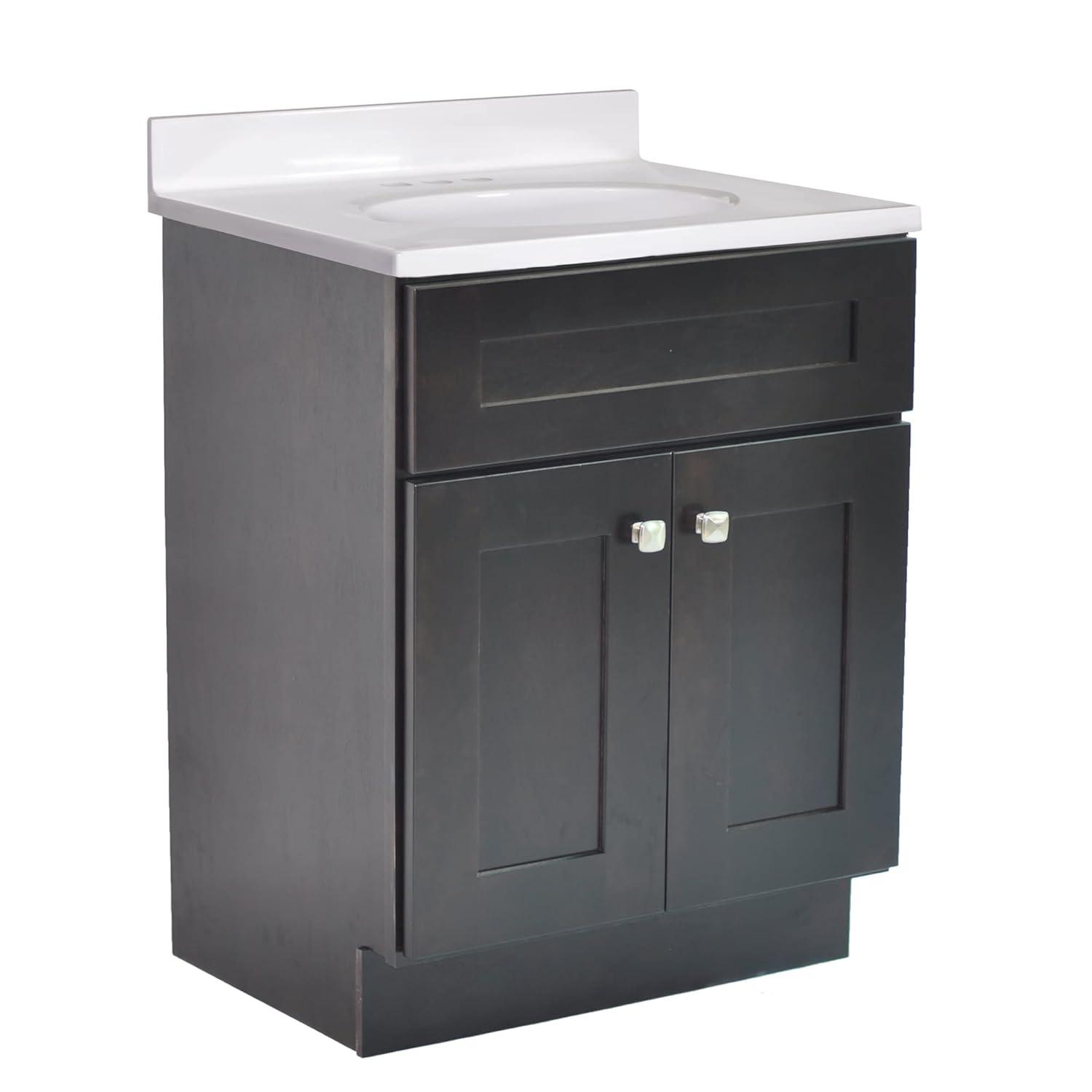Design House Brookings 24 Inch Bathroom Vanity, Ready to Assemble, Solid Wood, Sherwin Williams – Design House, 587063