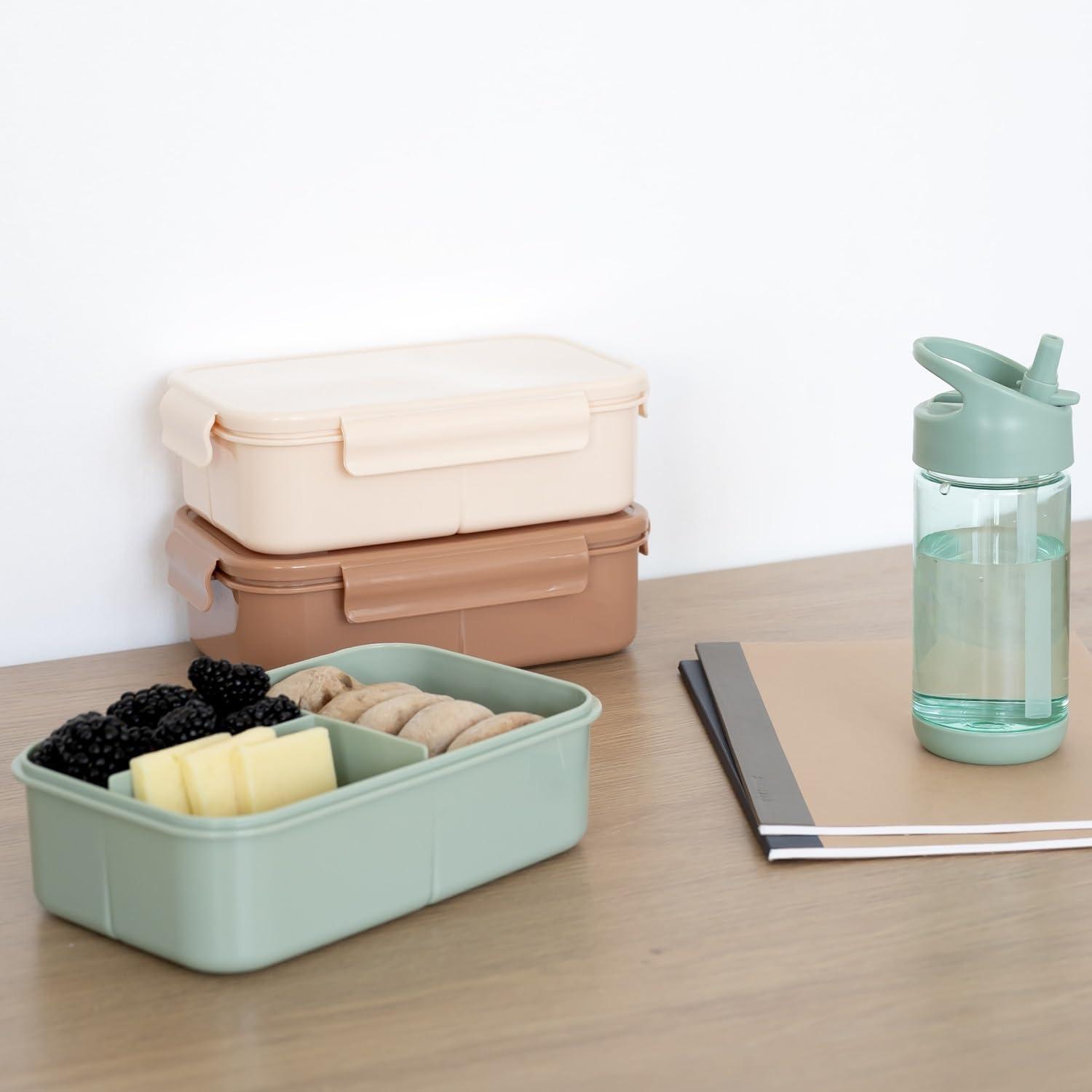 Green Recycled Plastic Leakproof Bento Box with Compartments