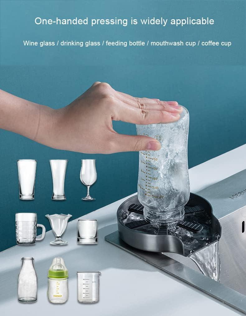 Glass-Rinser for Kitchen-Sink-Cup-Washer for Sink-Cup-Rinser-Sink-Attachment Glass-Washer for Sink-Bottle-Washer-Cup-Cleaner, Stainless Steel