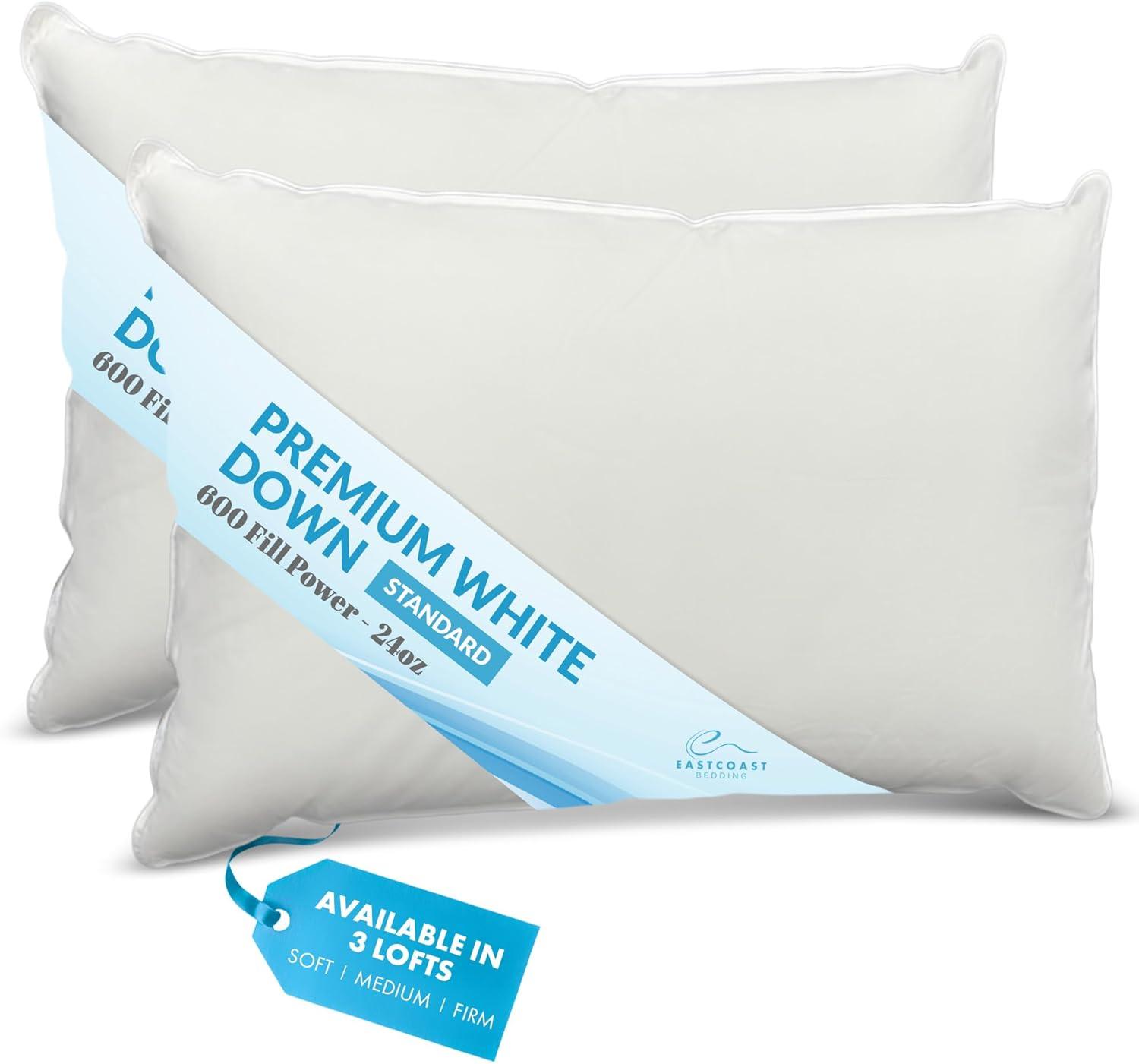 East Coast Bedding Firm Elite Premium Down Dream 600 Fill Power Pillow Set of 2