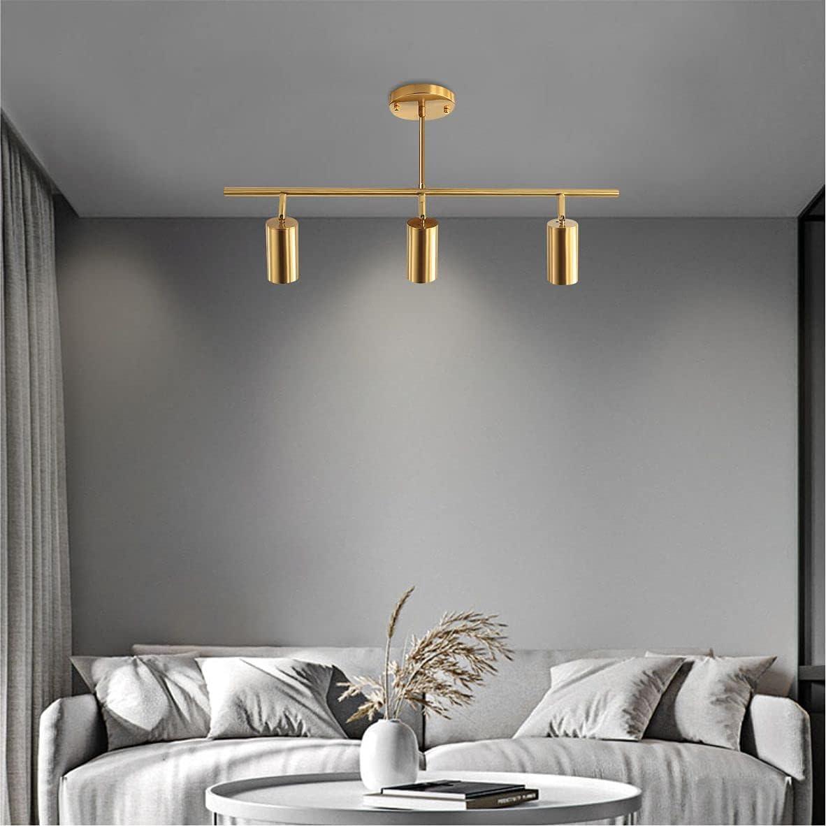 Adjustable 3-Light Brushed Brass LED Ceiling Spotlight