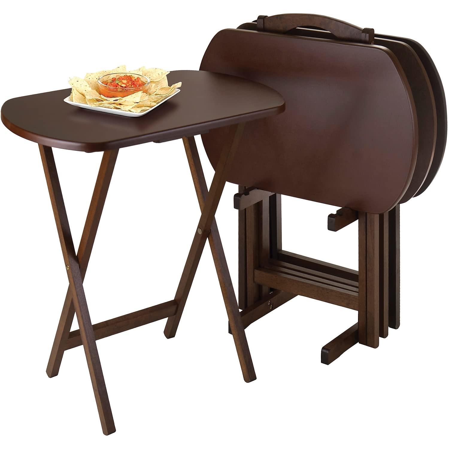 Winsome Corbett 5-Piece Oversize Snack Table Set, Walnut Finish