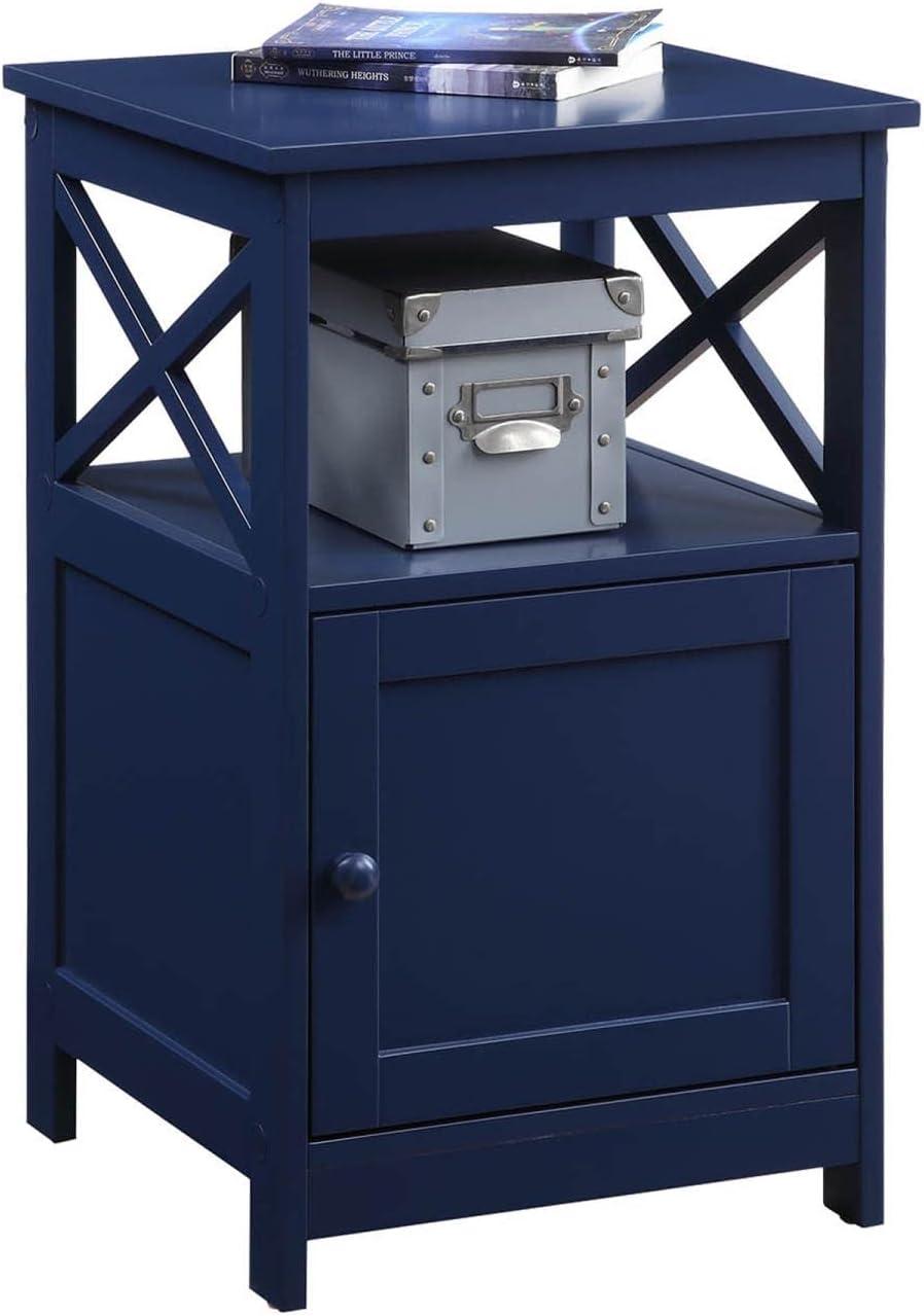 Cobalt Blue Oxford Square End Table with Cabinet Storage