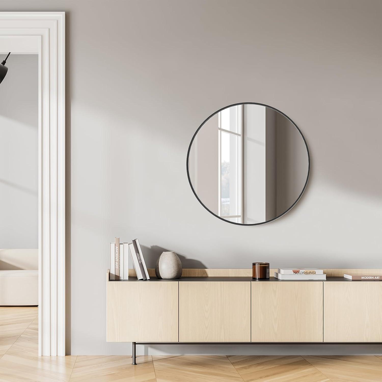 20" Round Silver Aluminum Wall Mirror