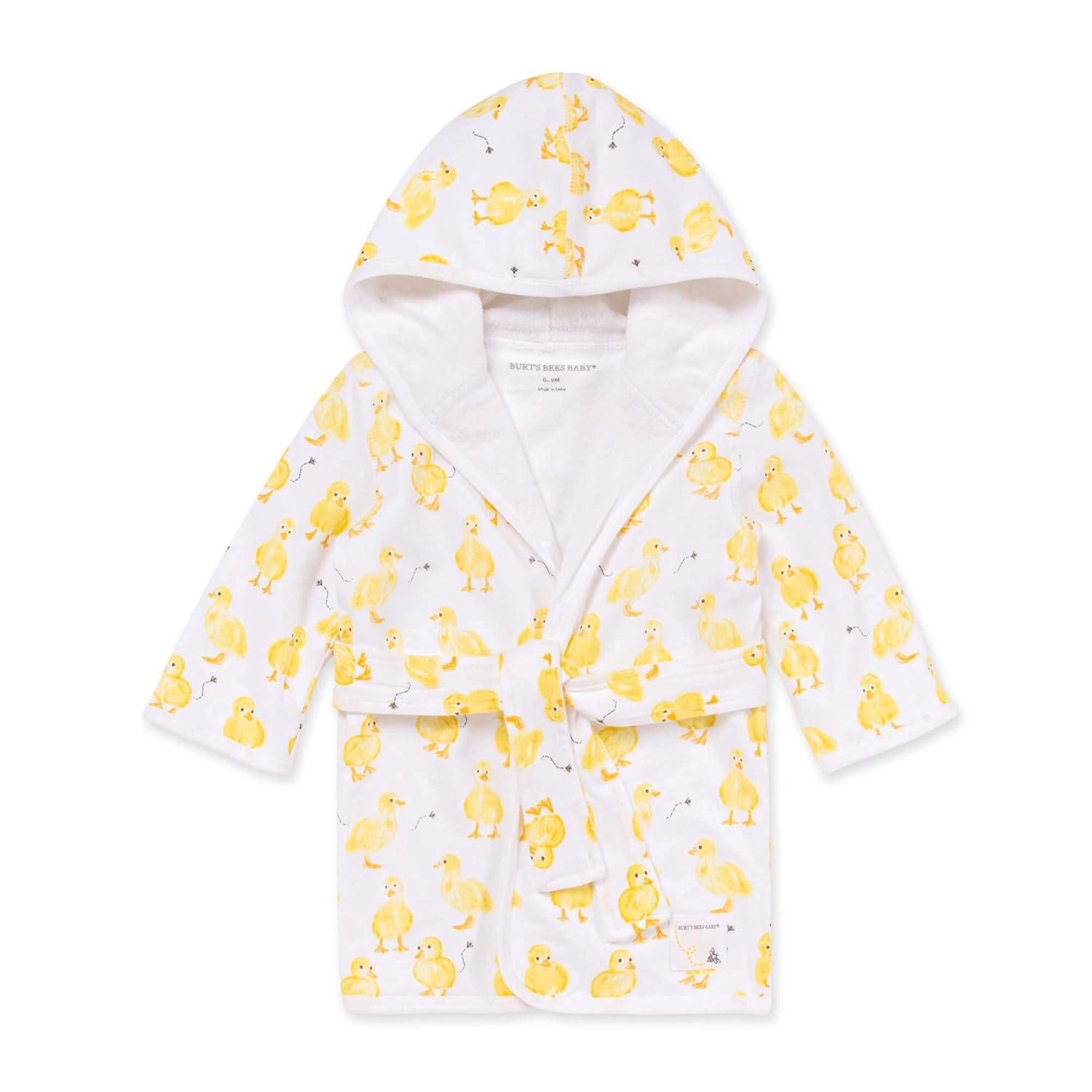 Organic Cotton Baby Hooded Robe with Little Ducks Print