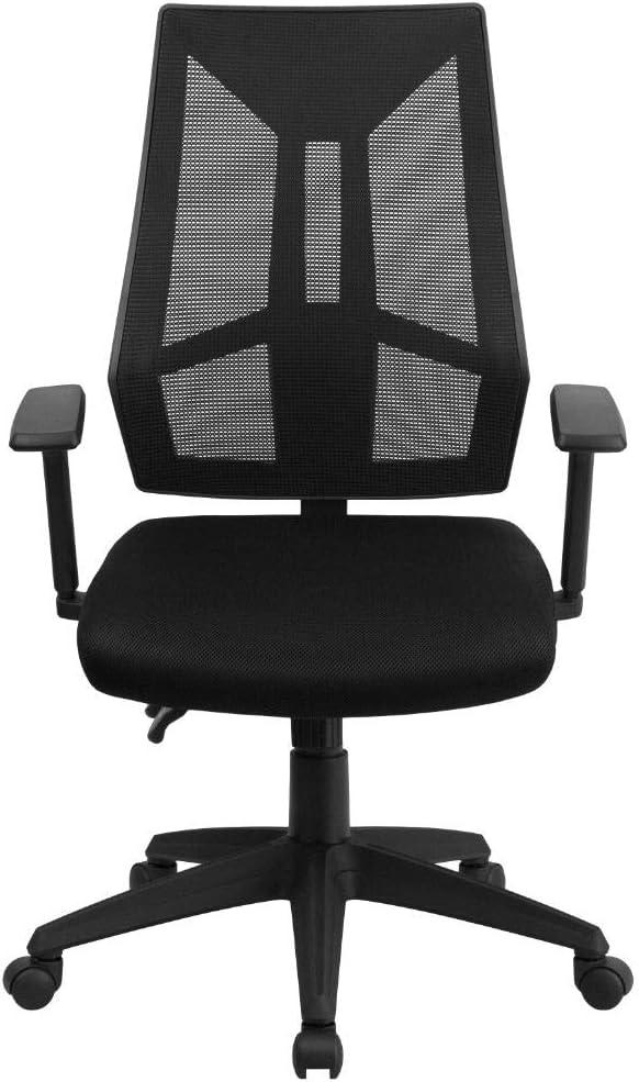 Flash Furniture High Back Black Mesh Multifunction Swivel Ergonomic Task Office Chair with Adjustable Arms