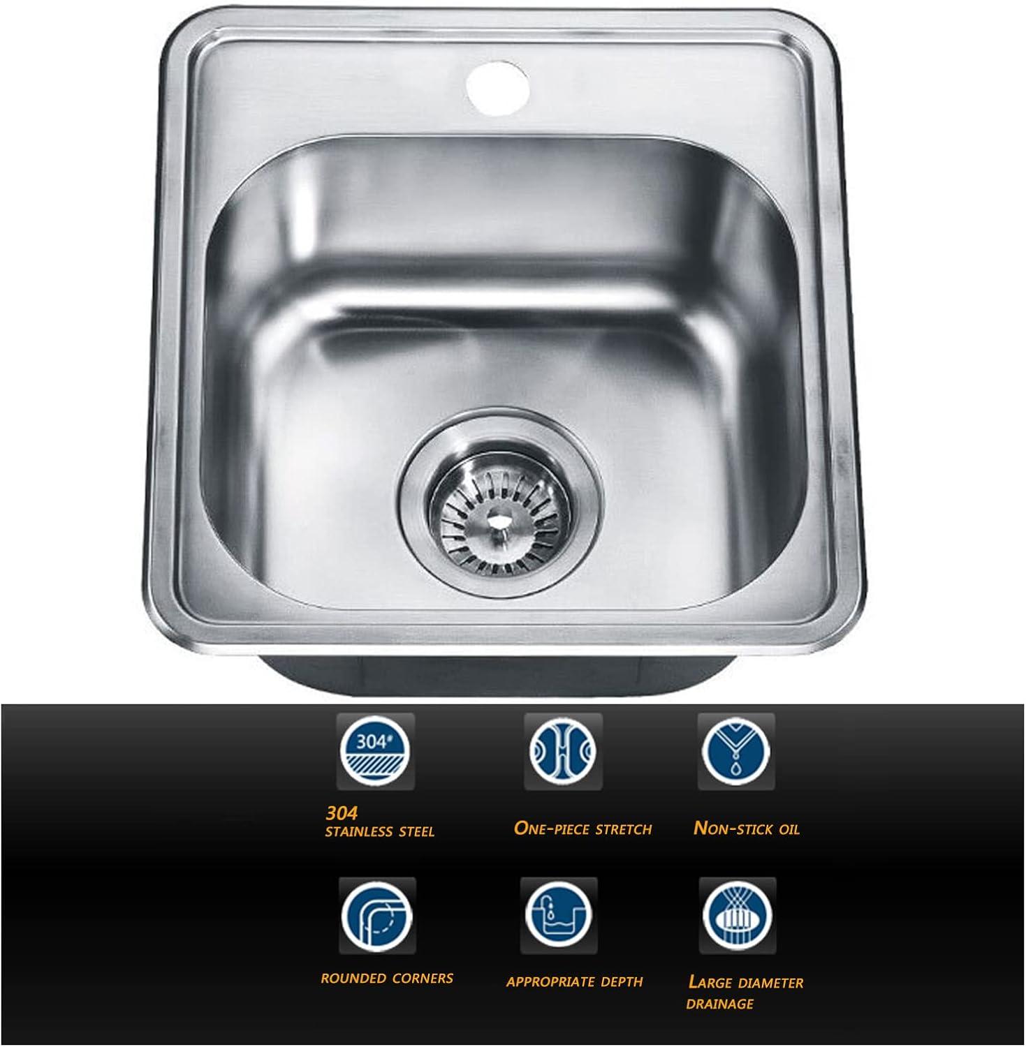 Craftsmen Series 15'' L Drop-In Stainless Steel Kitchen Sink