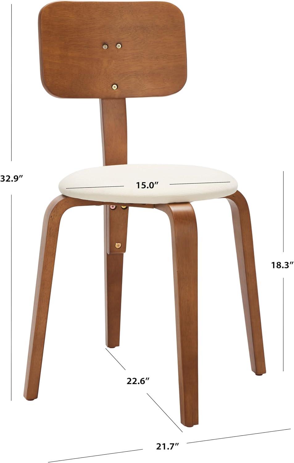Jo Stackable Upholstered Dining Chairs (Set of 2) - DCH1010 - Walnut/Cream - Safavieh