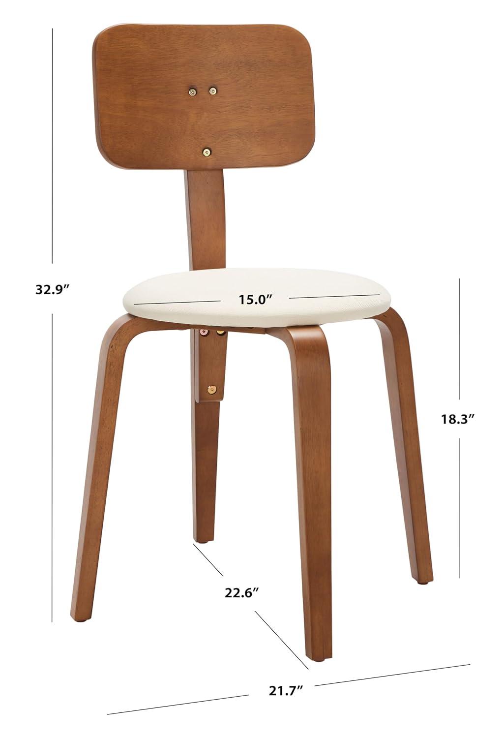 Jo Stackable Upholstered Dining Chairs (Set of 2) - DCH1010 - Walnut/Cream - Safavieh