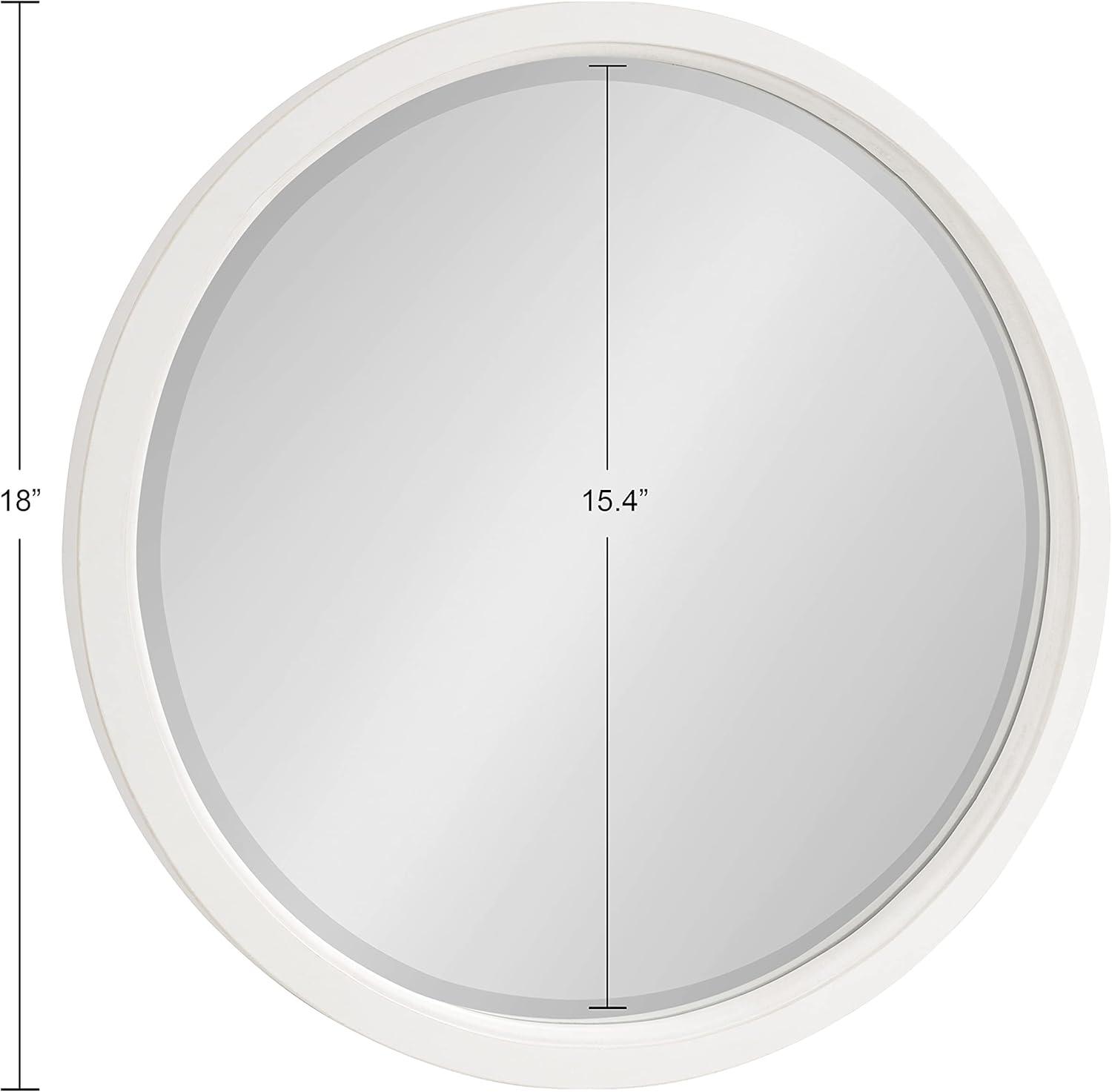 Hogan Distressed White Solid Wood Round Bathroom Vanity Mirror