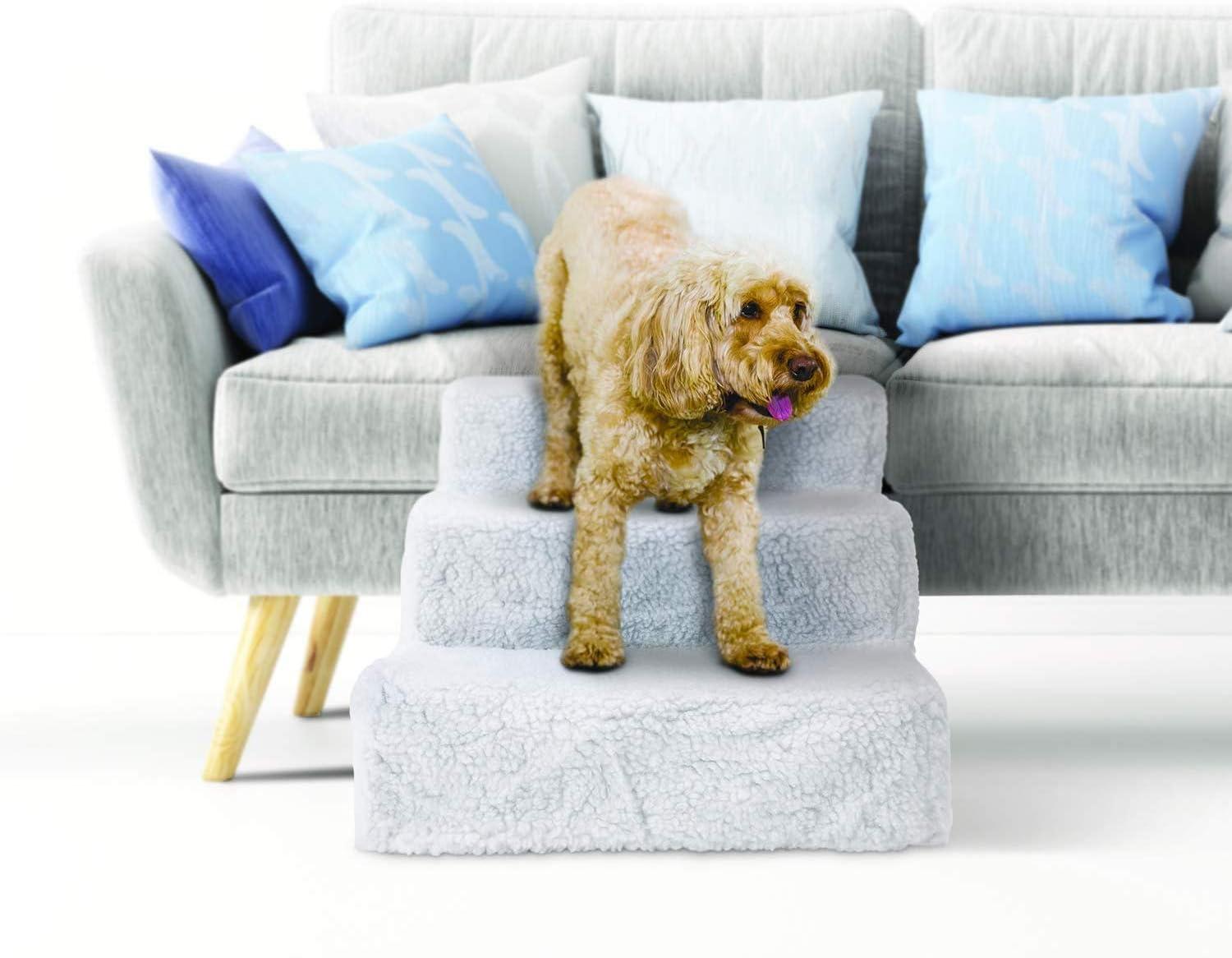 Pet Parade Three Step Pet Stairs - Easy Access to Beds and Couches for Pets - Easy Assembly -Removable Cover - Easy Cleaning