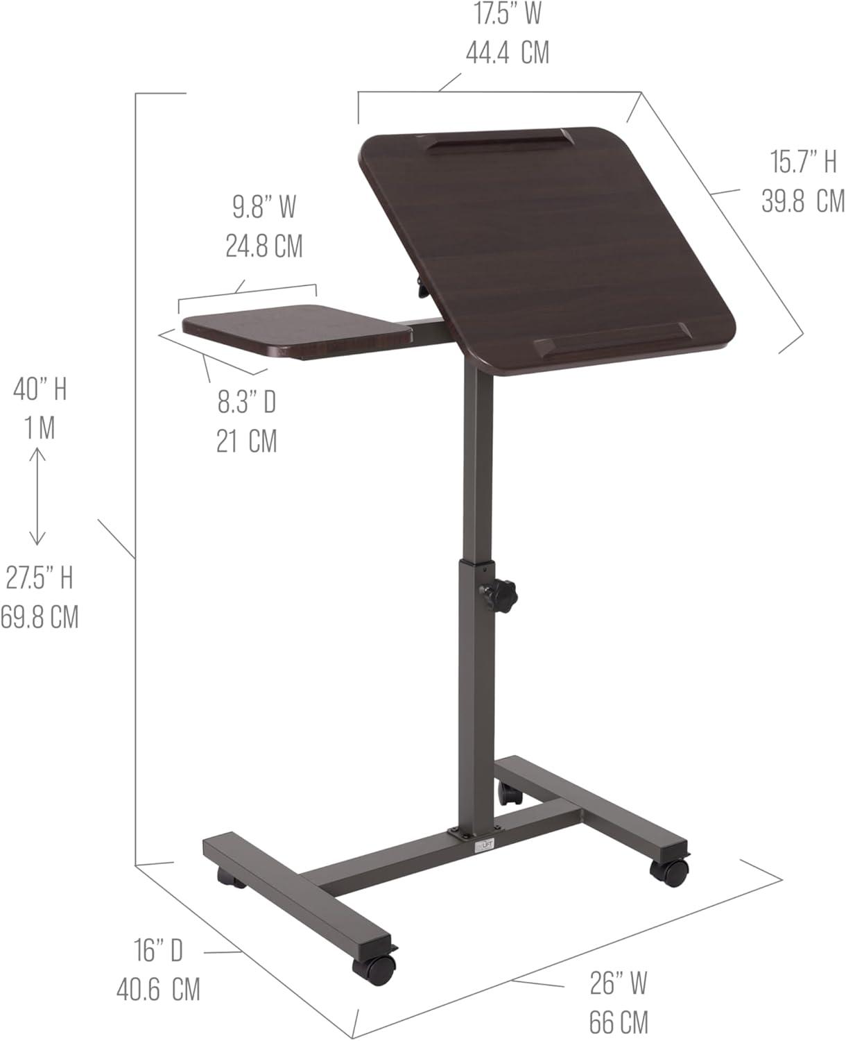 Seville Classics airLIFT Adjustable Height Rolling Tiltable Desk with Mouse Stand