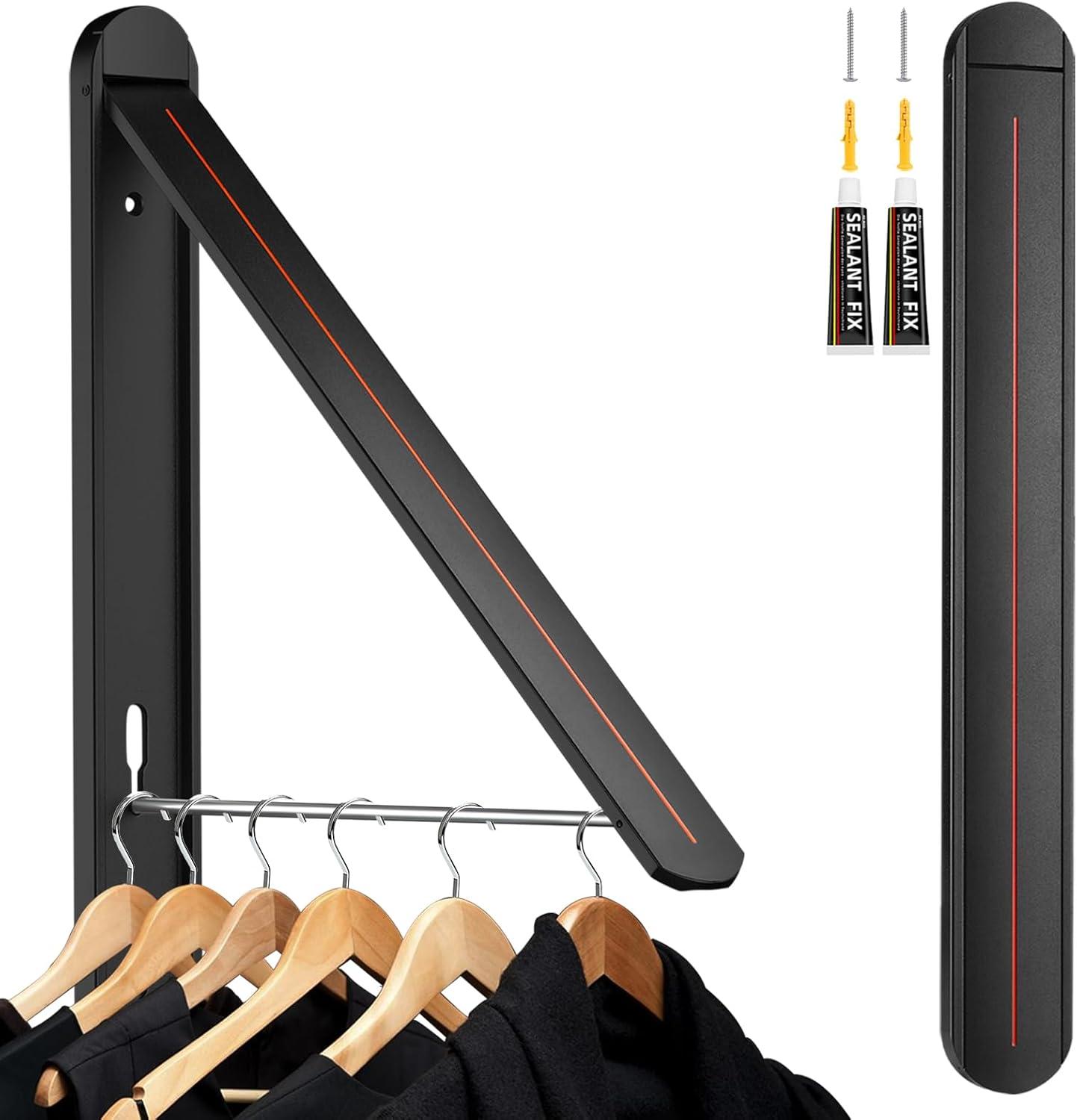 Clothes Drying Rack for Small Laundry Rooms, Clothes Drying Rack Folding Indoor, Wall Mounted Clothes Rack Foldable, (Aluminum, Silver)