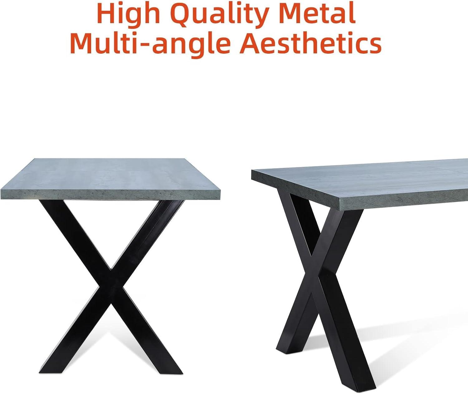 Black Steel X-Frame 28" Table Legs Set of 2