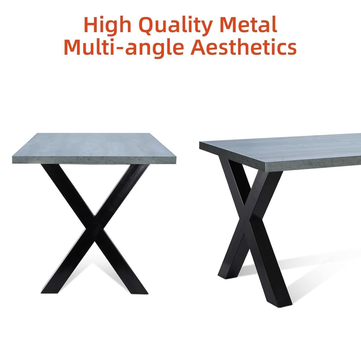 Black Steel X-Frame 28" Table Legs Set of 2