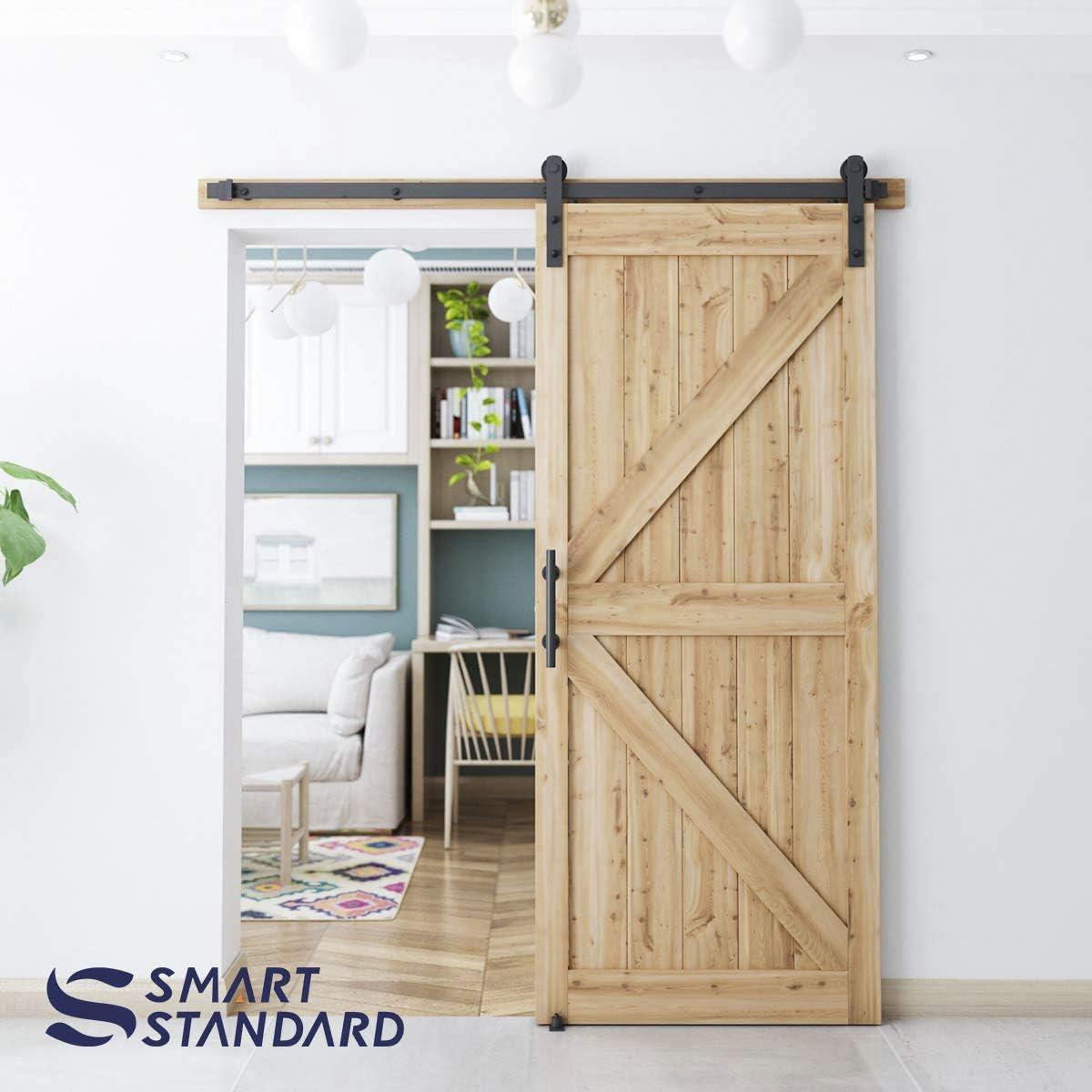 MARLIN MANUFACTURING COMPANY, INCORPORATED 6FT Sliding Barn Door Hardware Kit For Single Wood Door, Smoothly And Quietly, Easy To Install Fit 35" Wide And 1.18"-1.96" Thickness Door Panel, Includes Installation Instruction