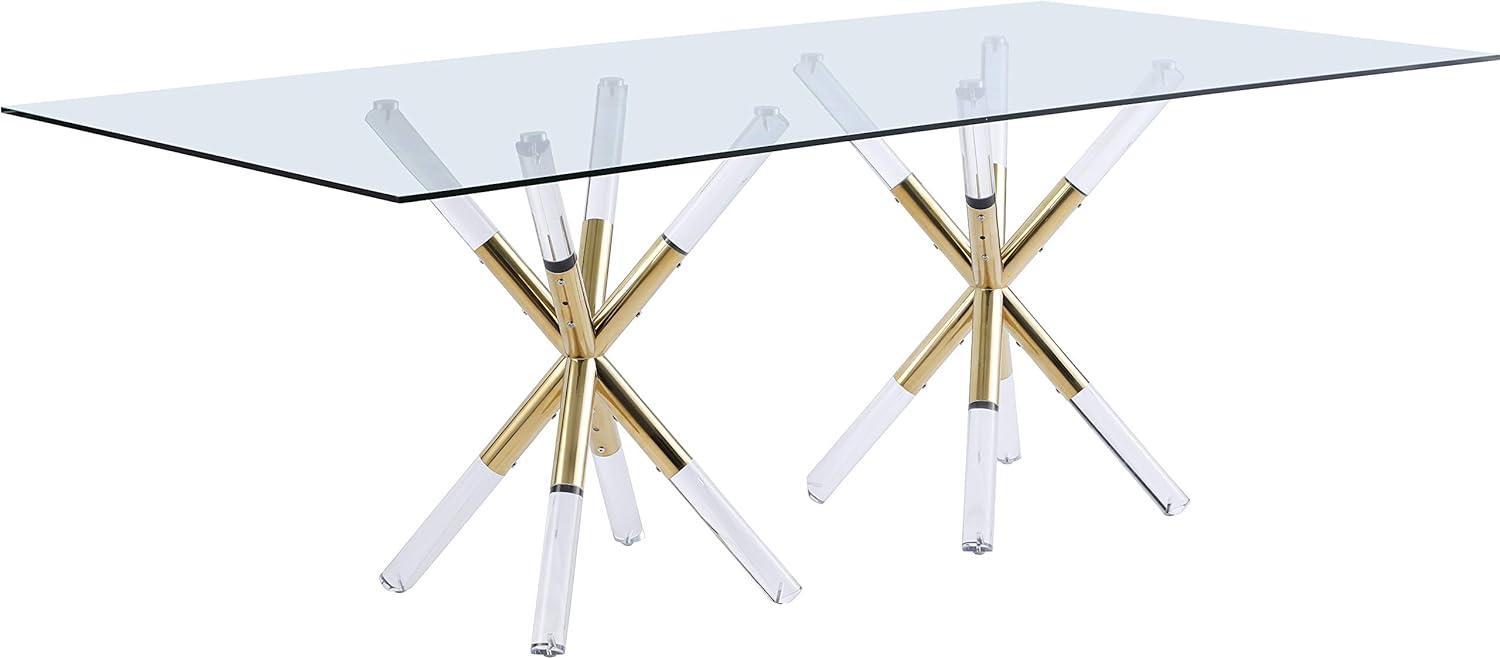 Erick Contemporary Gold Acrylic Dining Table with Tempered Glass Top