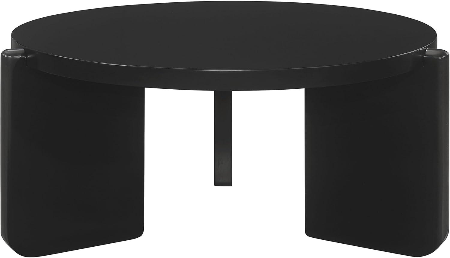 Coaster Cordova Modern Round Solid Wood 3 Legs Coffee Table in Black