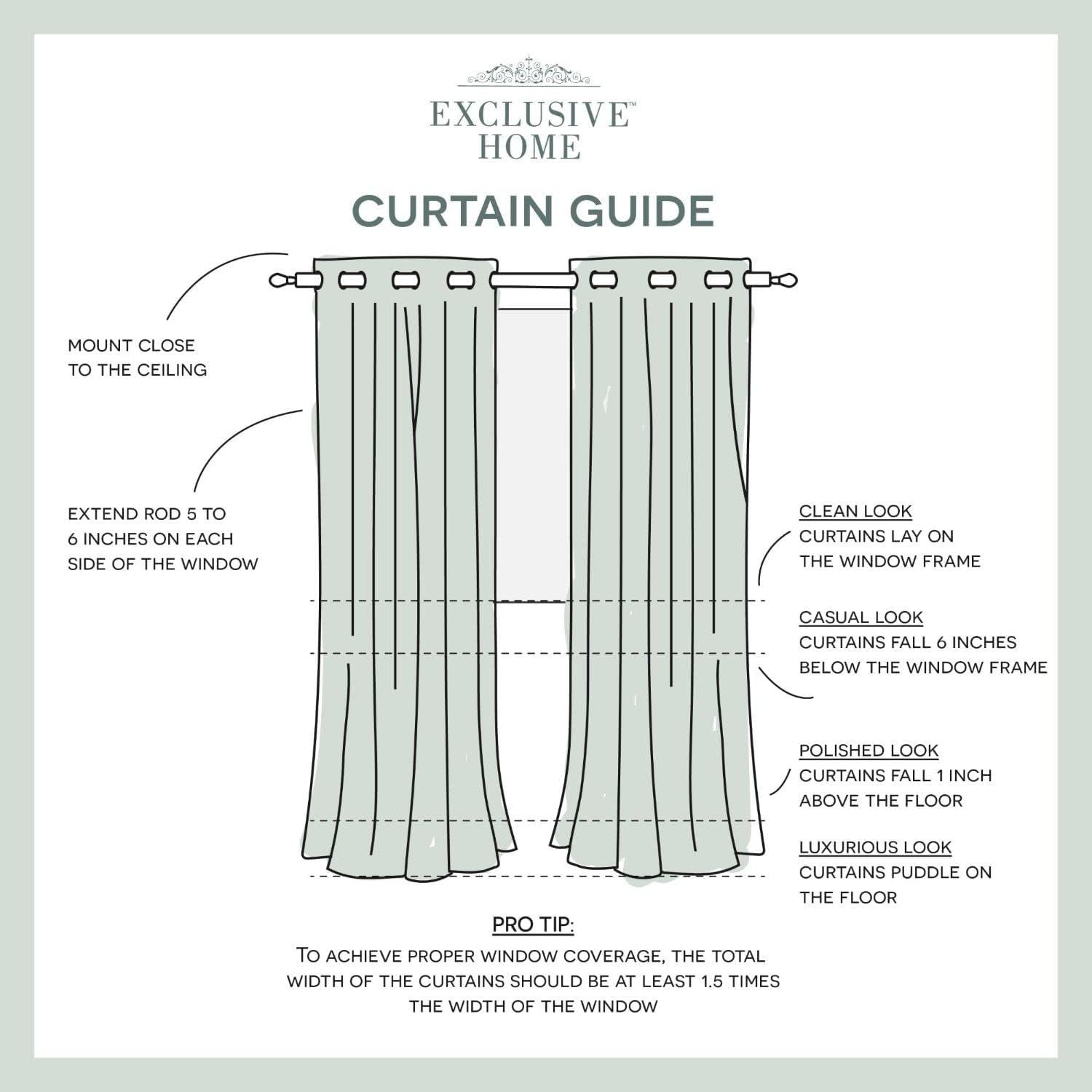 EXCLUSIVE HOME Kochi Light Filtering Linen Blend Grommet Top Curtain Panel Pair, 54"x96", Burgundy