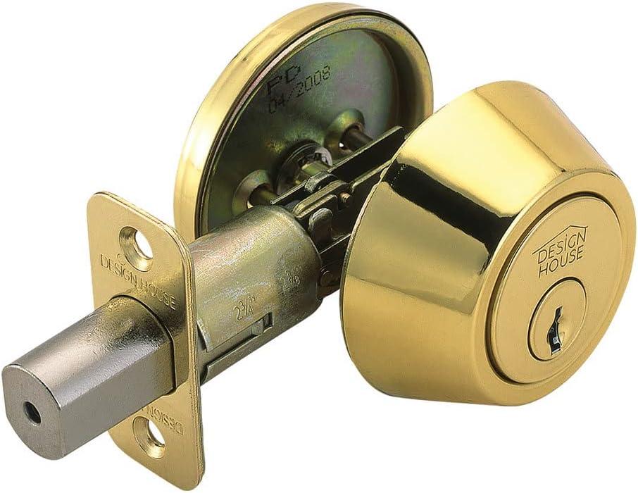 Polished Brass Single Cylinder Deadbolt with Latch