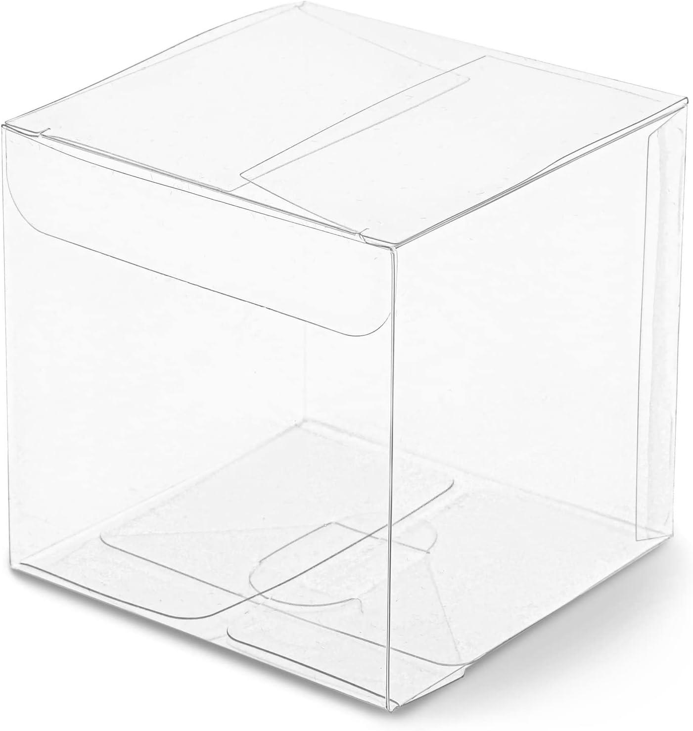 Juvale 50-Pack Clear Gift Boxes - 3x3x3 In Square Plastic Transparent Favor Boxes for Wedding, Baby Shower, Birthday Party