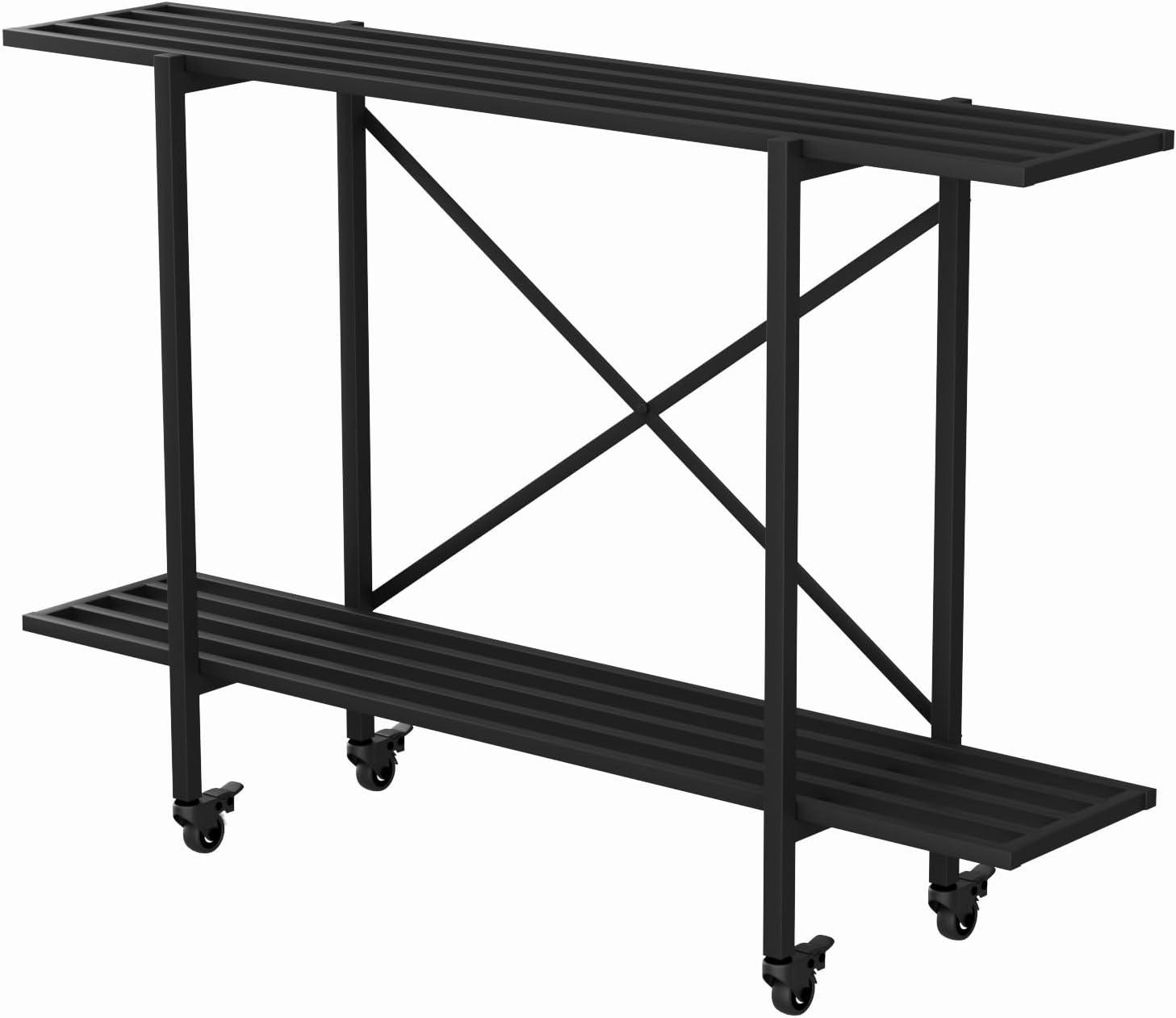 2 Tier Metal Sturdy Heavy Plant Stand, Narrow Plant Stand Indoor and Outdoor, L35.43 x W10.3 x H27.5 inch, 440 LBS Capacity & Heavy Duty Construction