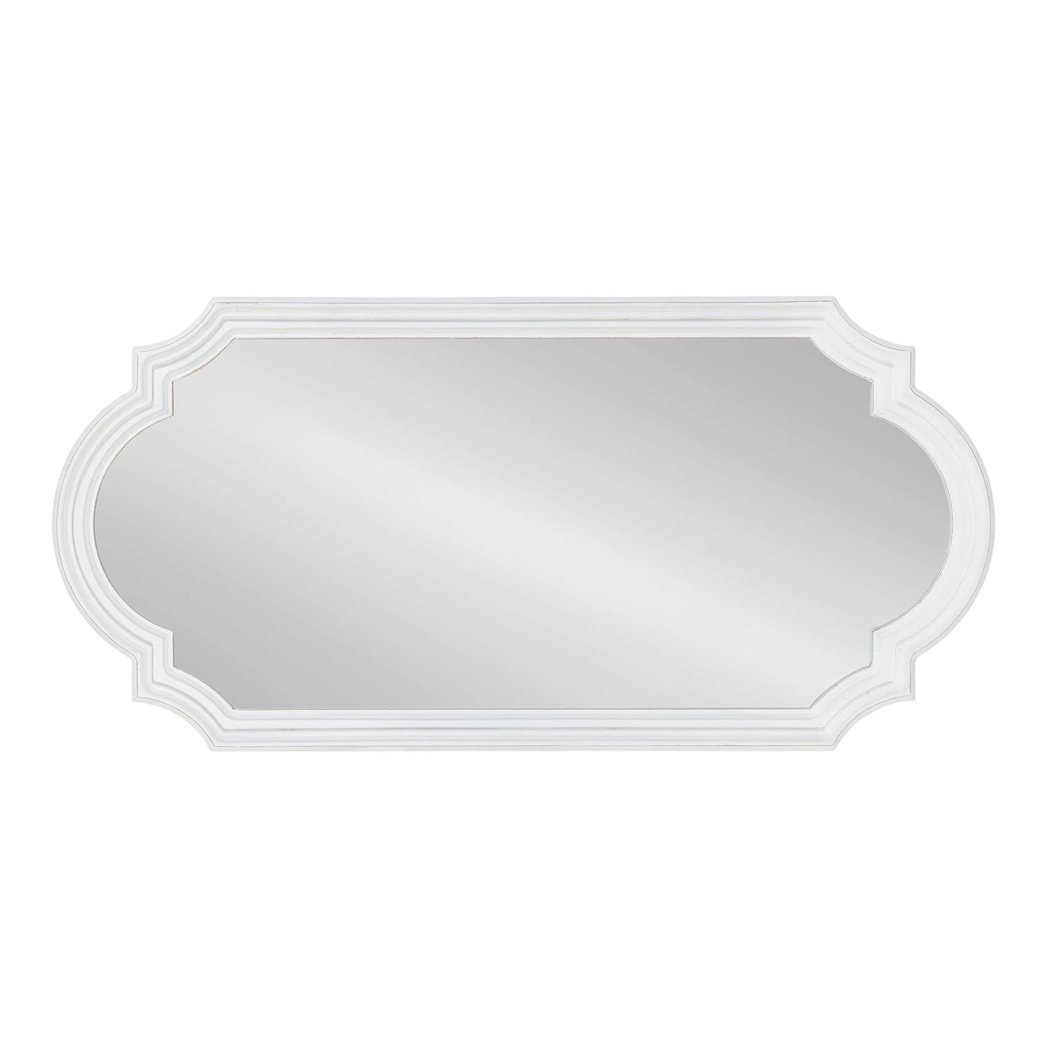 Kate and Laurel Fairbourne Scalloped MDF Full Length Mirror, 20x42, White