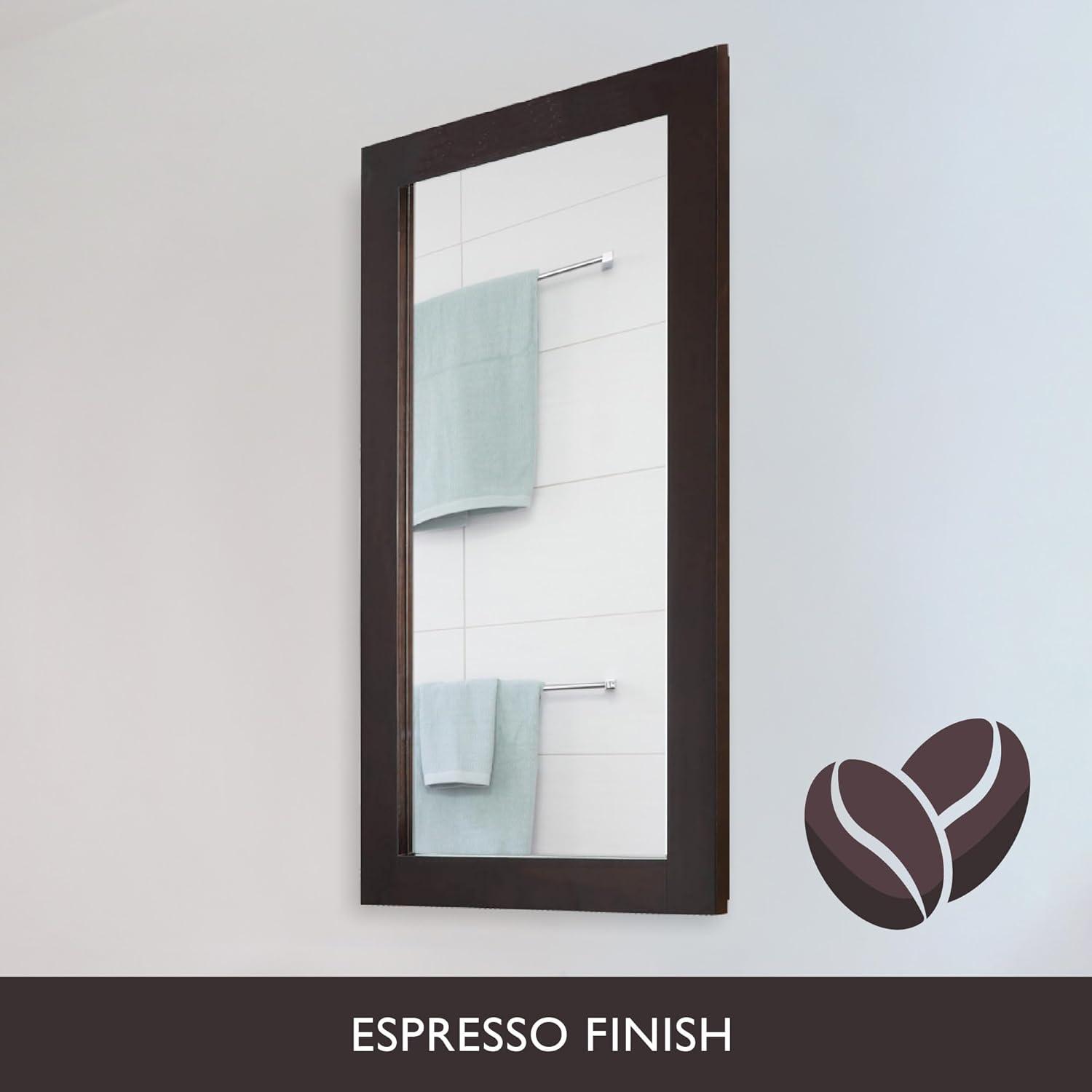 Design House 16" x 5" x 30" Wall Mounted 1-Door Mirrored Bathroom Medicine Cabinet, Espresso