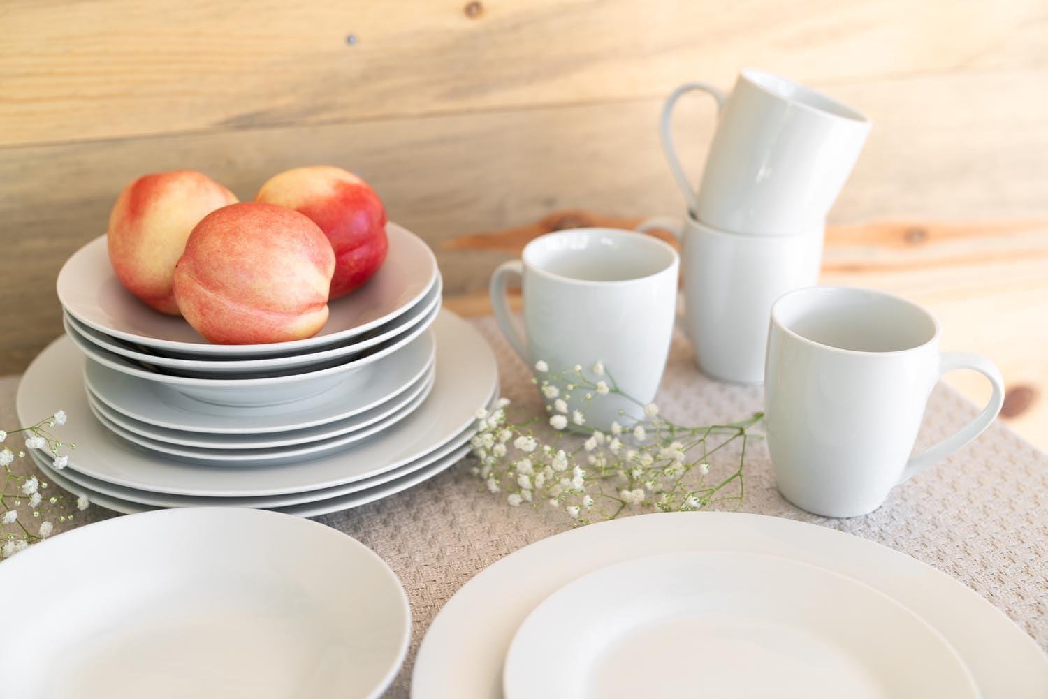 Simply White Porcelain 16-Piece Dinnerware Set for 4