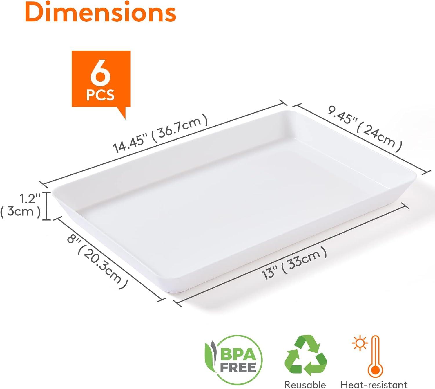 Lifewit Serving Tray Plastic for Party, 15" x 10" Platters for Serving Food, Set of 6, BPA Free