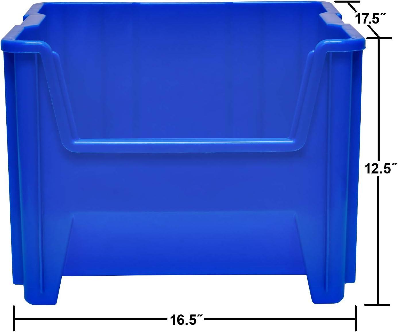 Blue Heavy Duty Stackable Plastic Storage Bin with Handle