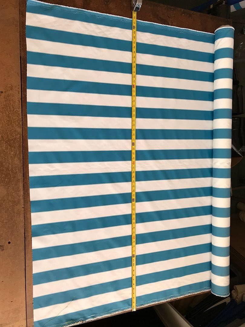 STRIPE CANVAS AWNING FABRIC WATERPROOF OUTDOOR FABRIC 60" Blue / WHTE ( 1 yard)