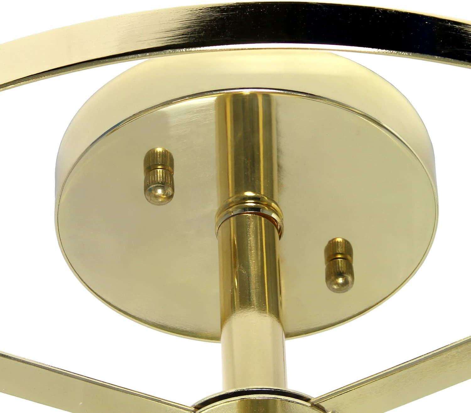 Gold and Glass 13" 3-Light Farmhouse Semi Flush Mount