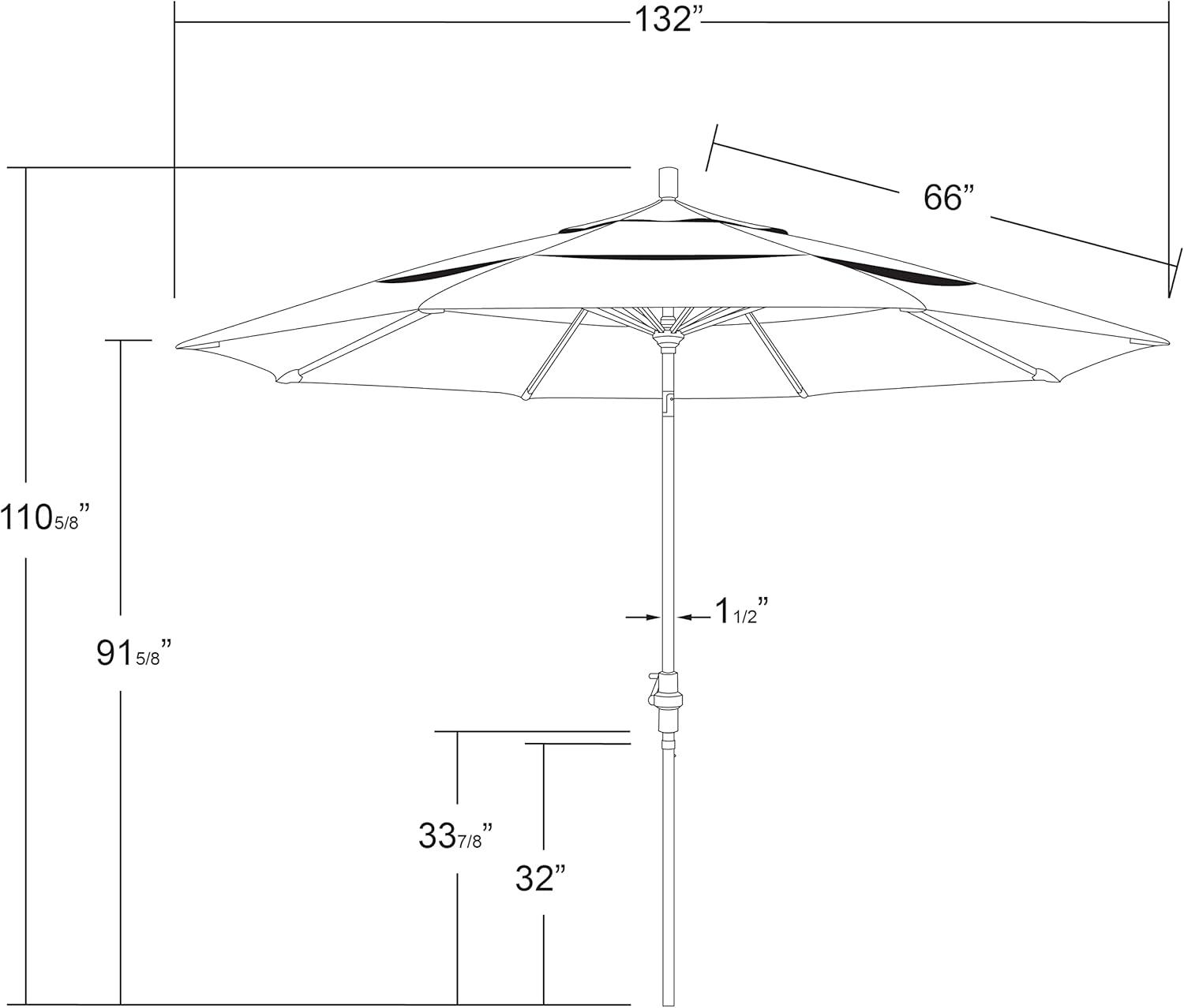 11 ft. Aluminum Collar Tilt Double Vented Patio Umbrella in Champagne Olefin