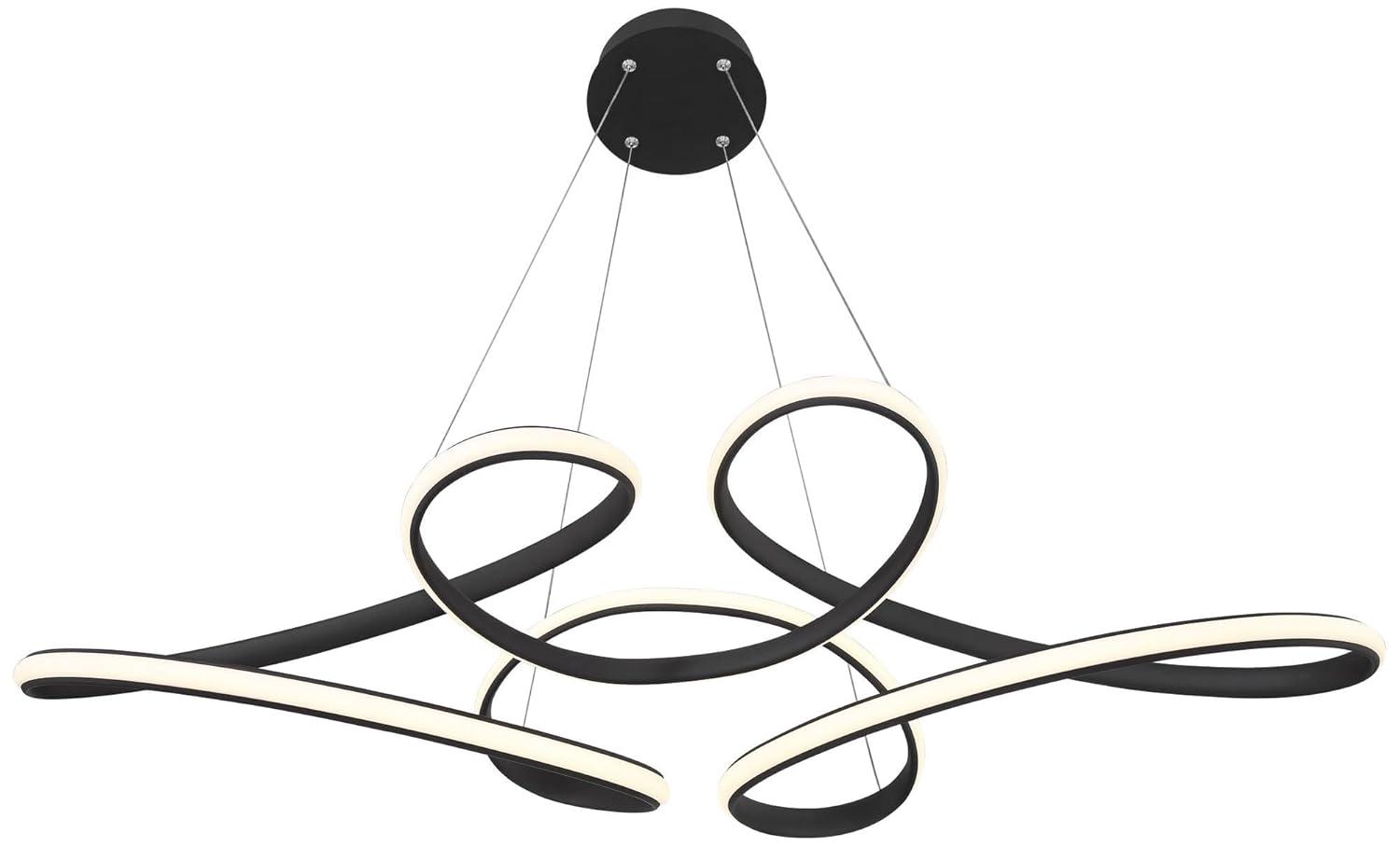 Possini Euro Design Helix Sand Black Multi-Ring Ceiling Pendant Light 39 1/2" Wide Ultra Modern Minimalist Spiral Dimmable LED Strip Steel Dining Room