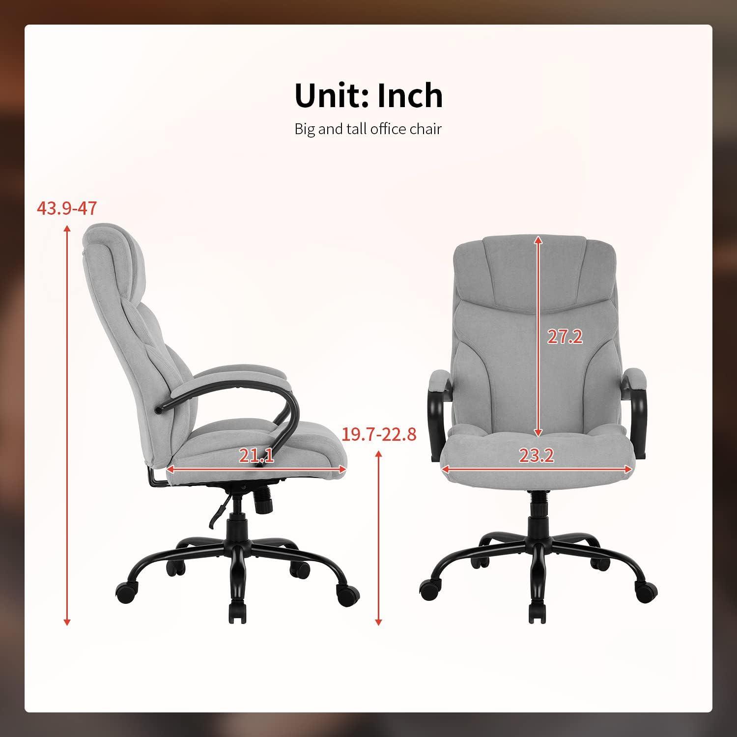 Dkelincs Ergonomic Office Chair Big and Tall Wide Seat Desk Chair 500 lbs Adjustable Computer Chair with Lumbar Support, Gray