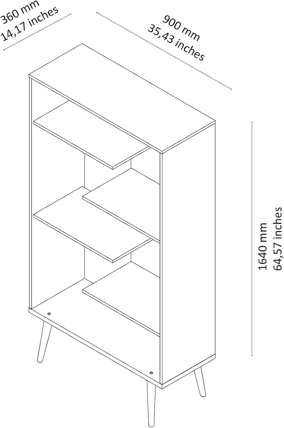 Boahaus Lund Standard Bookcase, 5 Open Shelves, Manufactured Wood, White