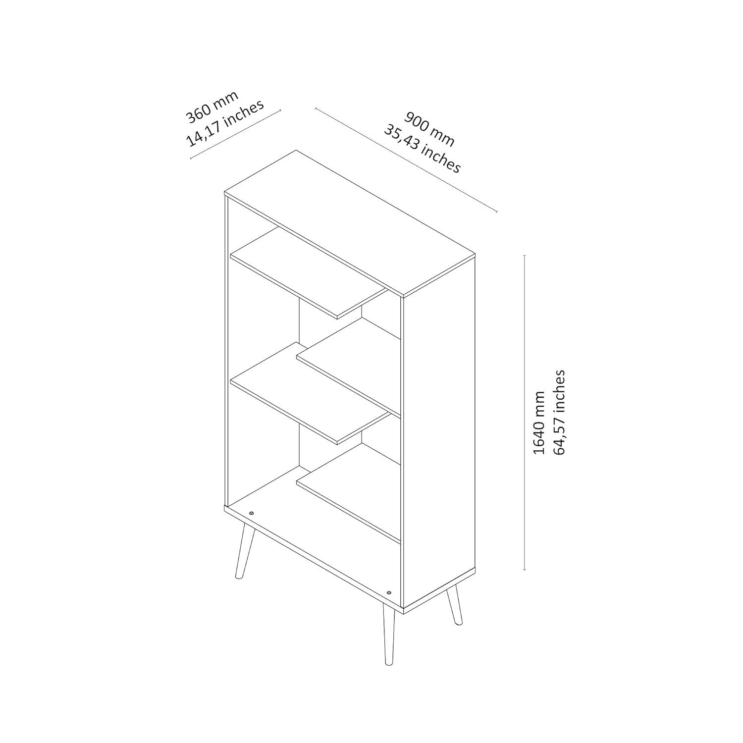 Boahaus Lund Standard Bookcase, 5 Open Shelves, Manufactured Wood, White