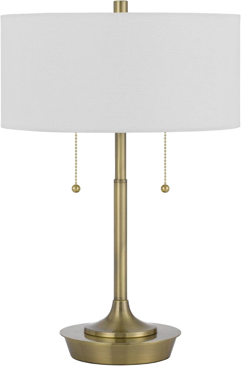 20 Inch Metal Table Lamp with Pull Chain Switch, Brass- Saltoro Sherpi