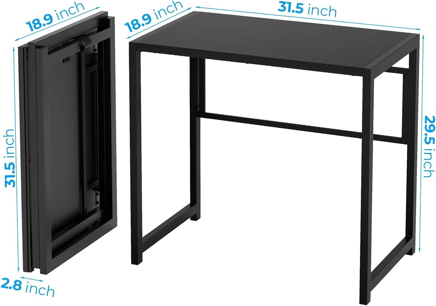 GreenForest Folding Desk for Small Spaces,31.5 in No-Assembly Small Computer Desk for Home Office,Space Saving Foldable Table Study Office Desk,Black