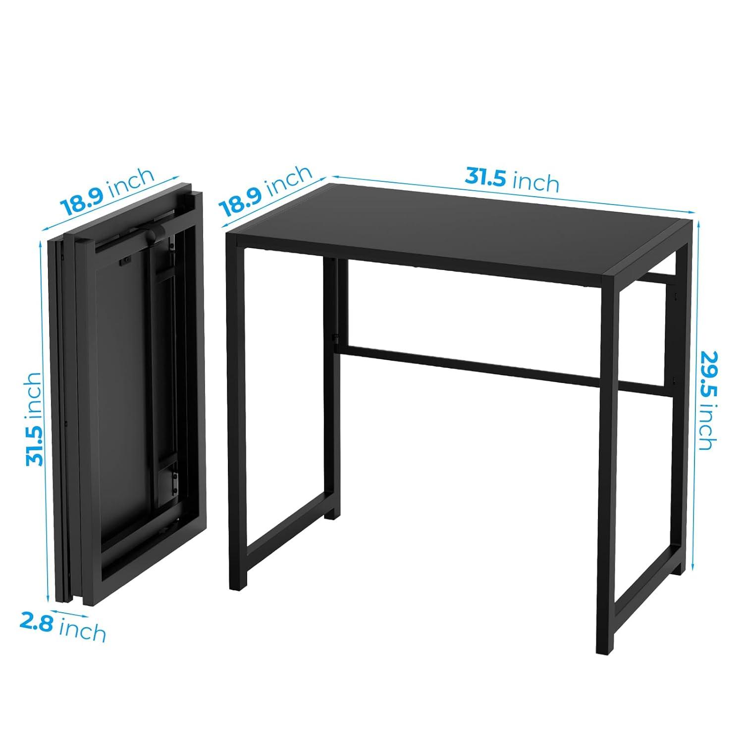GreenForest Folding Desk for Small Spaces,31.5 in No-Assembly Small Computer Desk for Home Office,Space Saving Foldable Table Study Office Desk,Black