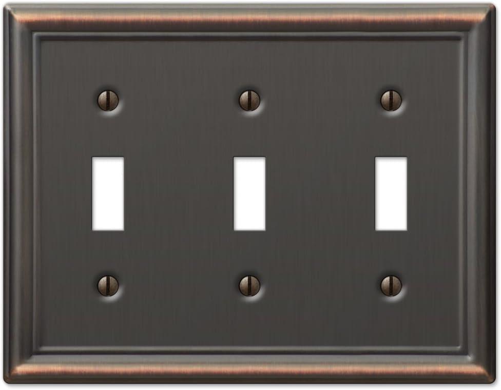 Amerelle Chelsea Aged Bronze Bronze 3 gang Stamped Steel Toggle Wall Plate 1 pk