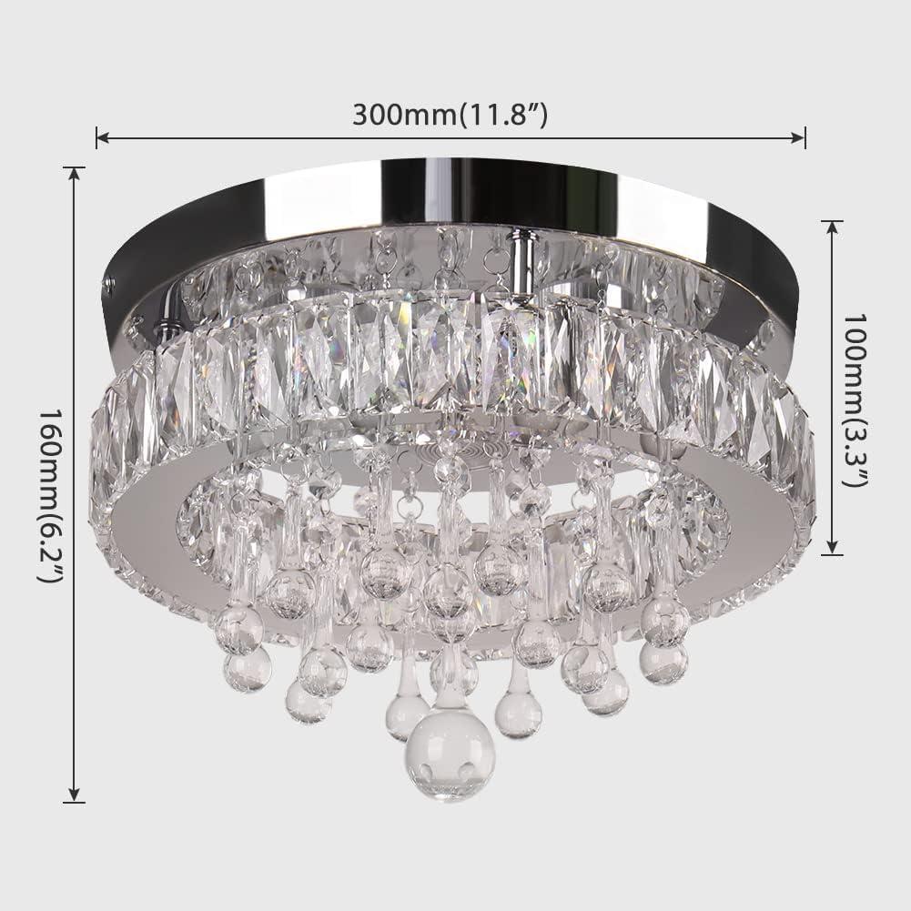 House of Hampton® House of Hampton® 11.8" Crystal Chandeliers Modern Crystal Ceiling Light LED Chandeliers Semi Flush Mount Chandelier Light for Bedrooms Dining Living Room Hallway (6500K Cool White Light)