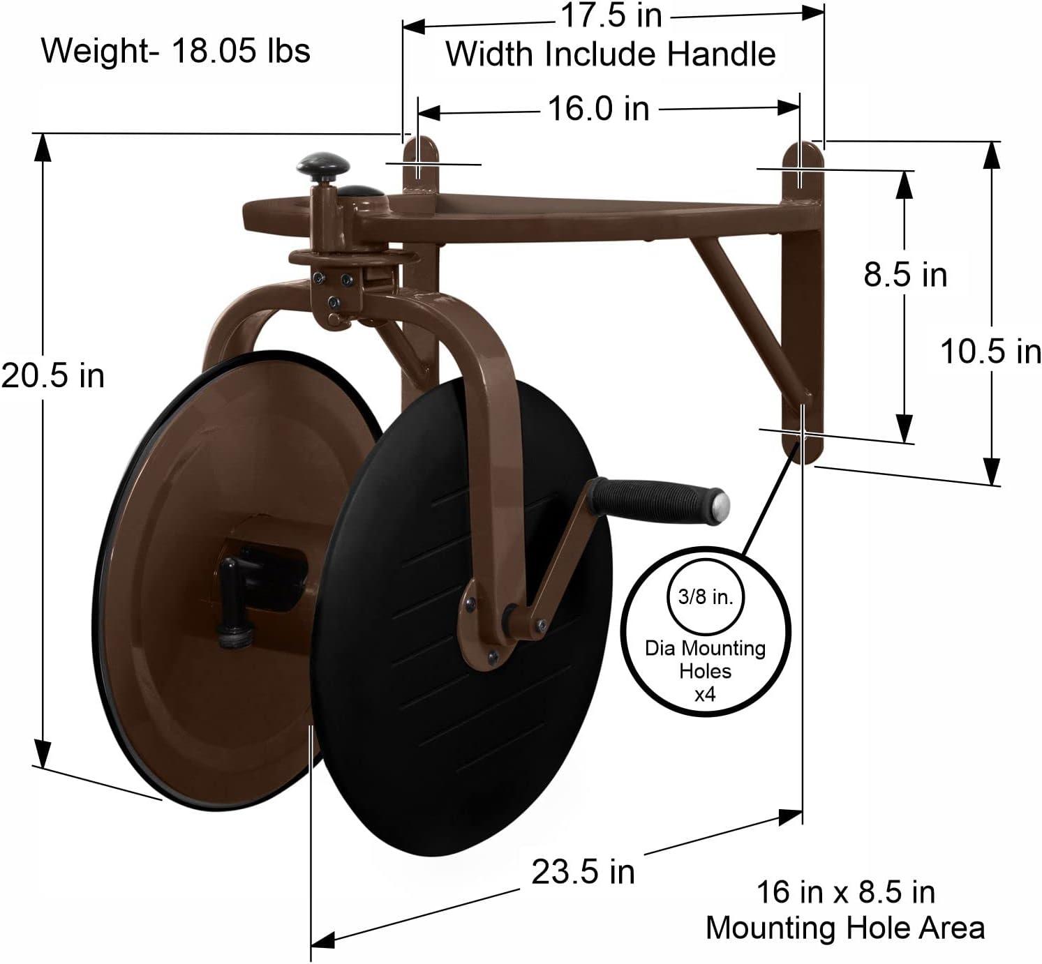 Bronze and Black Steel Wall-Mount Rotating Hose Reel