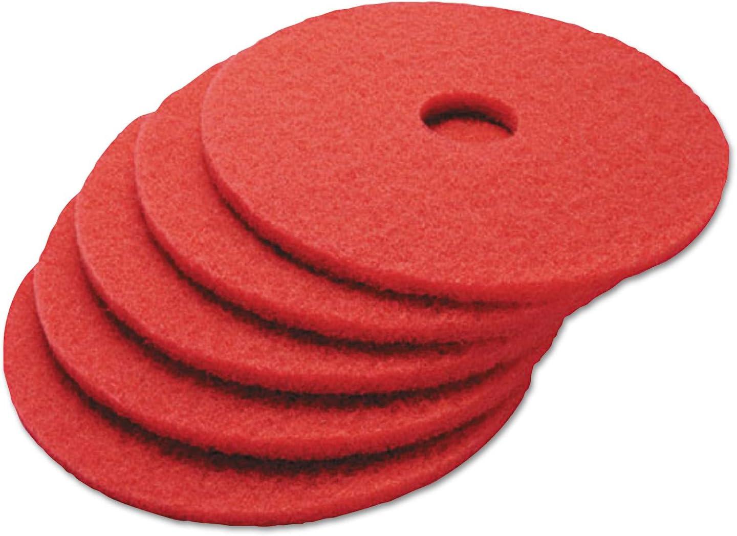 Red 13-Inch Polyester Buffing Floor Pads (5-Pack)