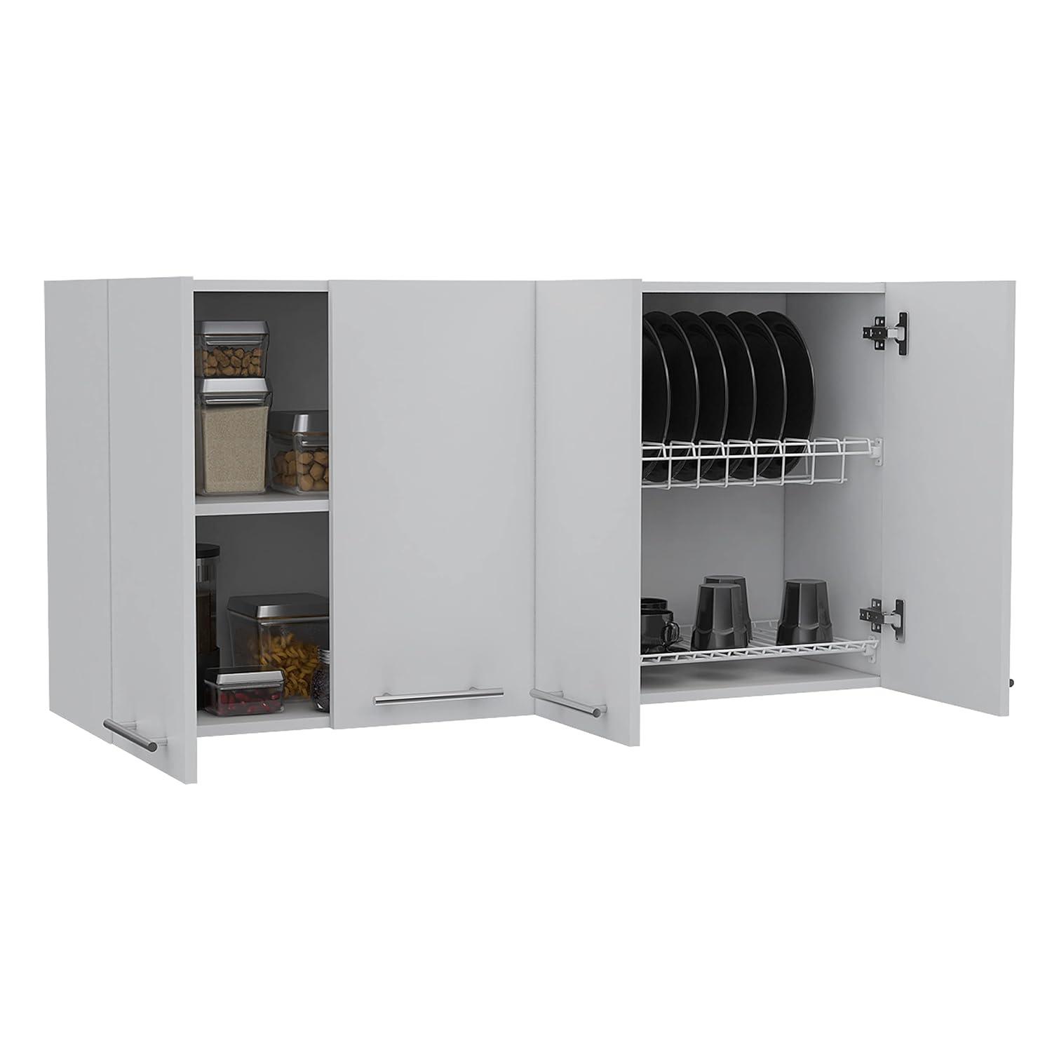 Depot E-Shop Wall Cabinet 24" H, four Doors, with two internal Shelves and internal plate and glass organizer