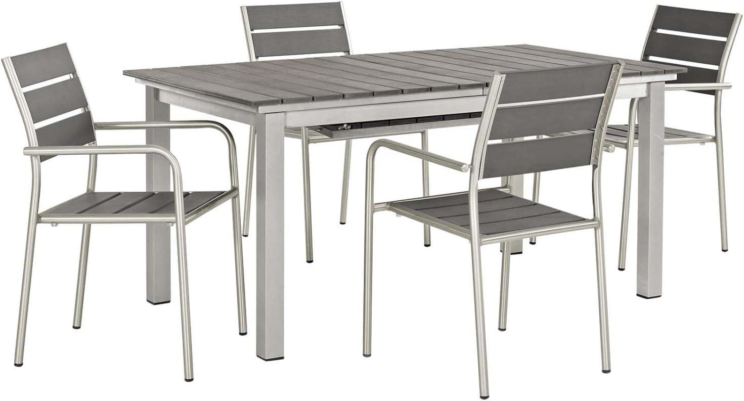 Shore 4-Person Silver Gray Aluminum Outdoor Dining Set