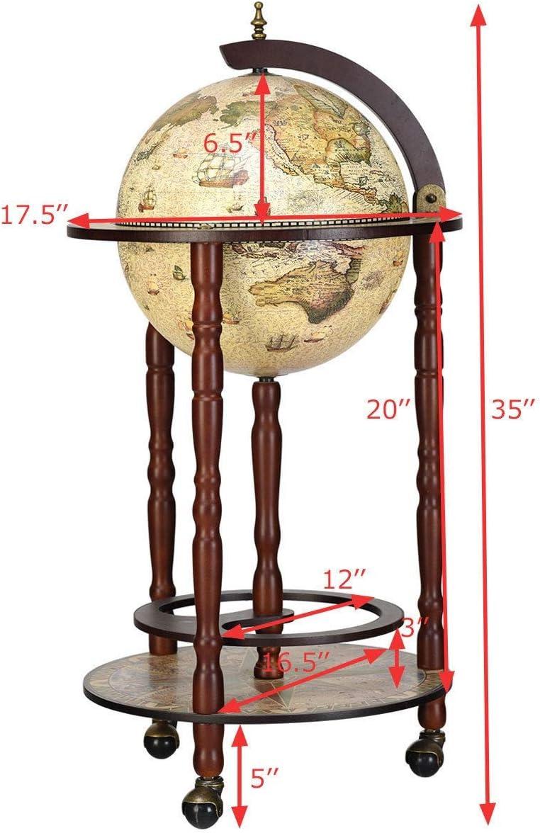 Crema Durata 16th Century Globe Bar Cabinet with Nautical Maps