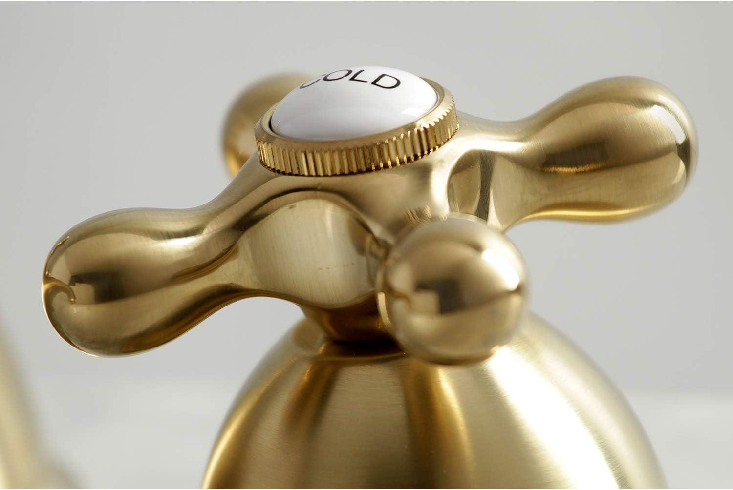 Kingston Brass Duchess Two-Handle 3-Hole Deck Mount Widespread Bathroom Faucet with Brass Pop-Up Drain